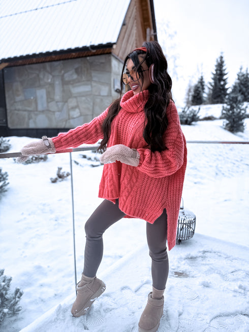 ELYNDI extended wool sweater - CORAL PRE-ORDER